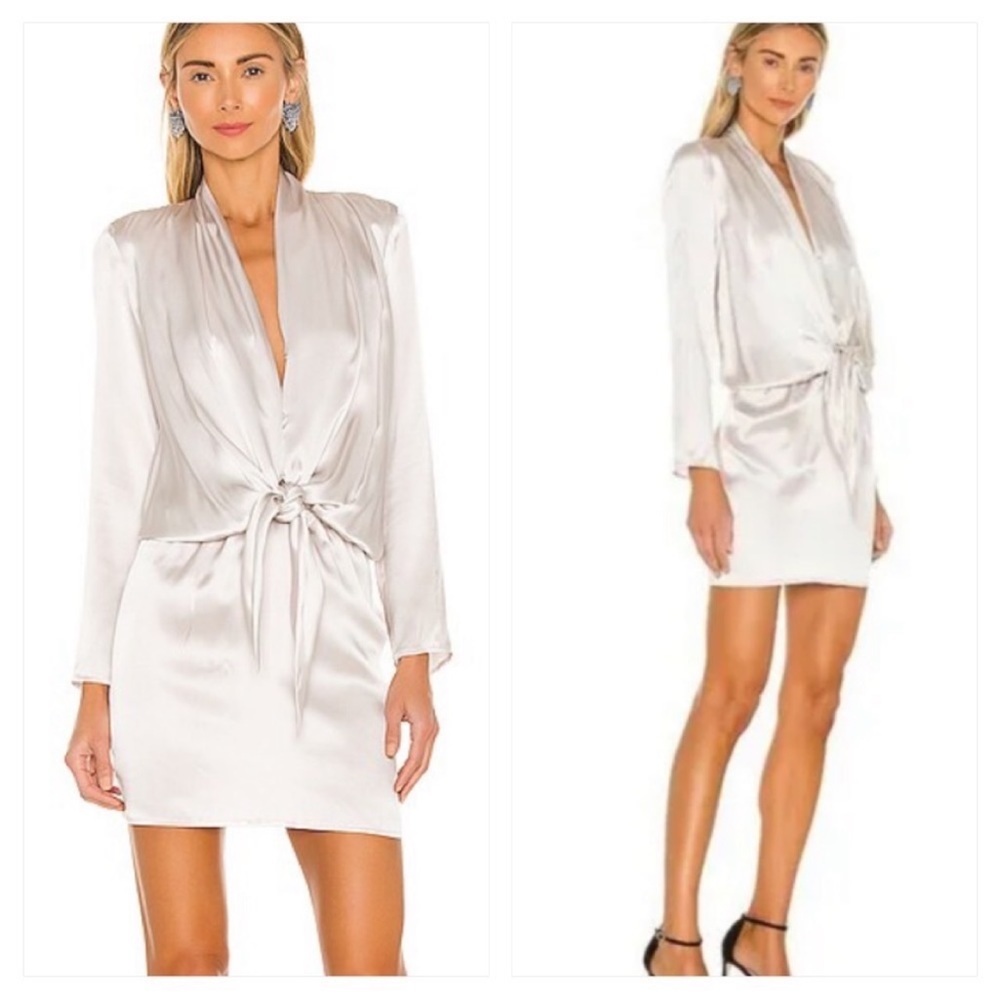 Amanda Uprichard Laurie Mini Dress Ceramic White Silk